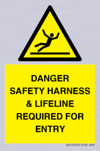 DANGER SAFETY HARNESS & LIFELINE REQUIRED FOR ENTRY